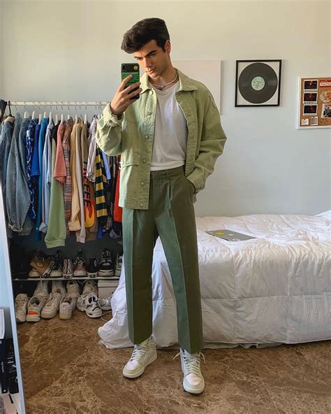 green aesthetic outfits male.